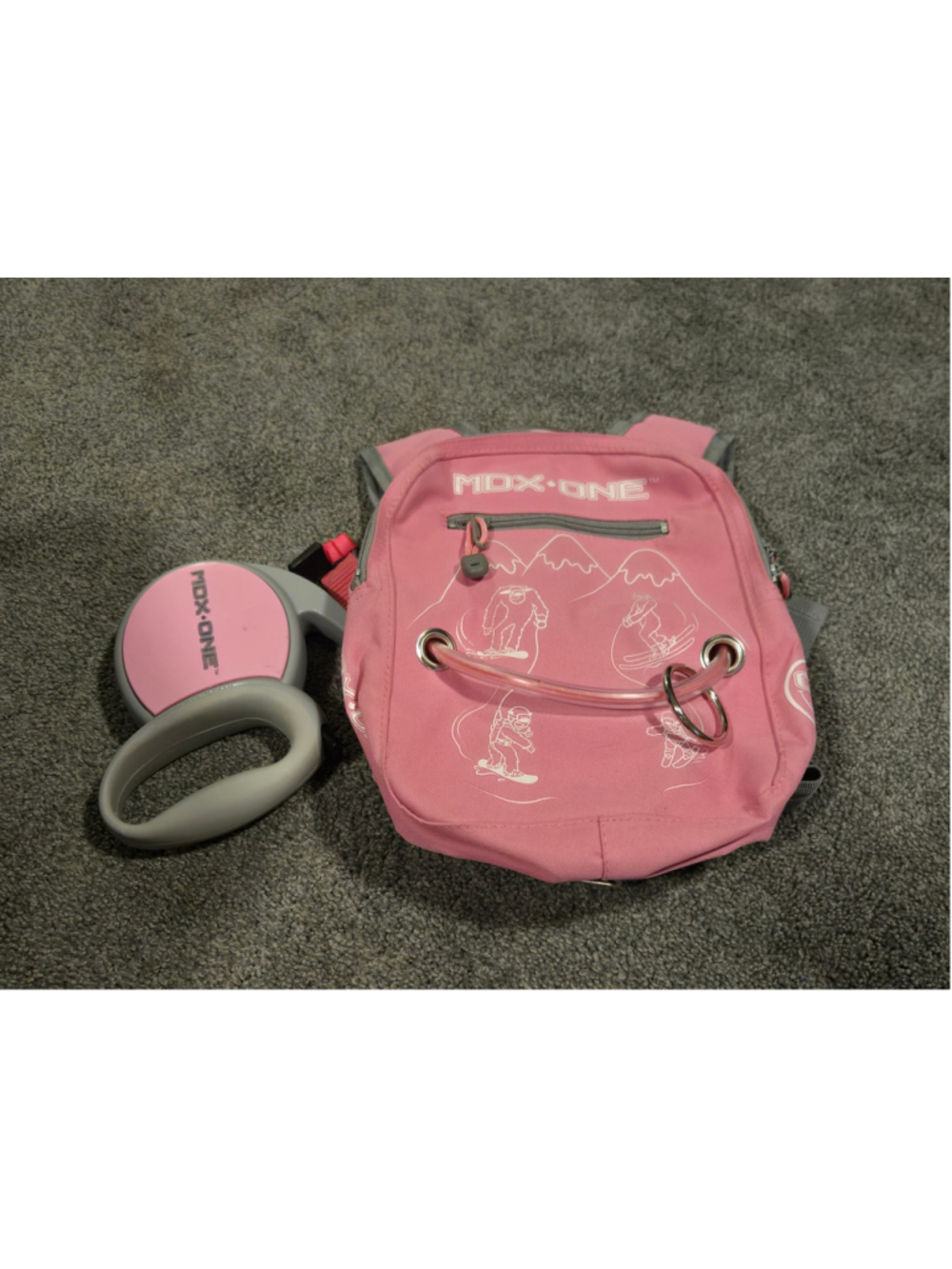 Girls MDX-ONE Ski Training Backpack and Leash One Size Pink and Grey